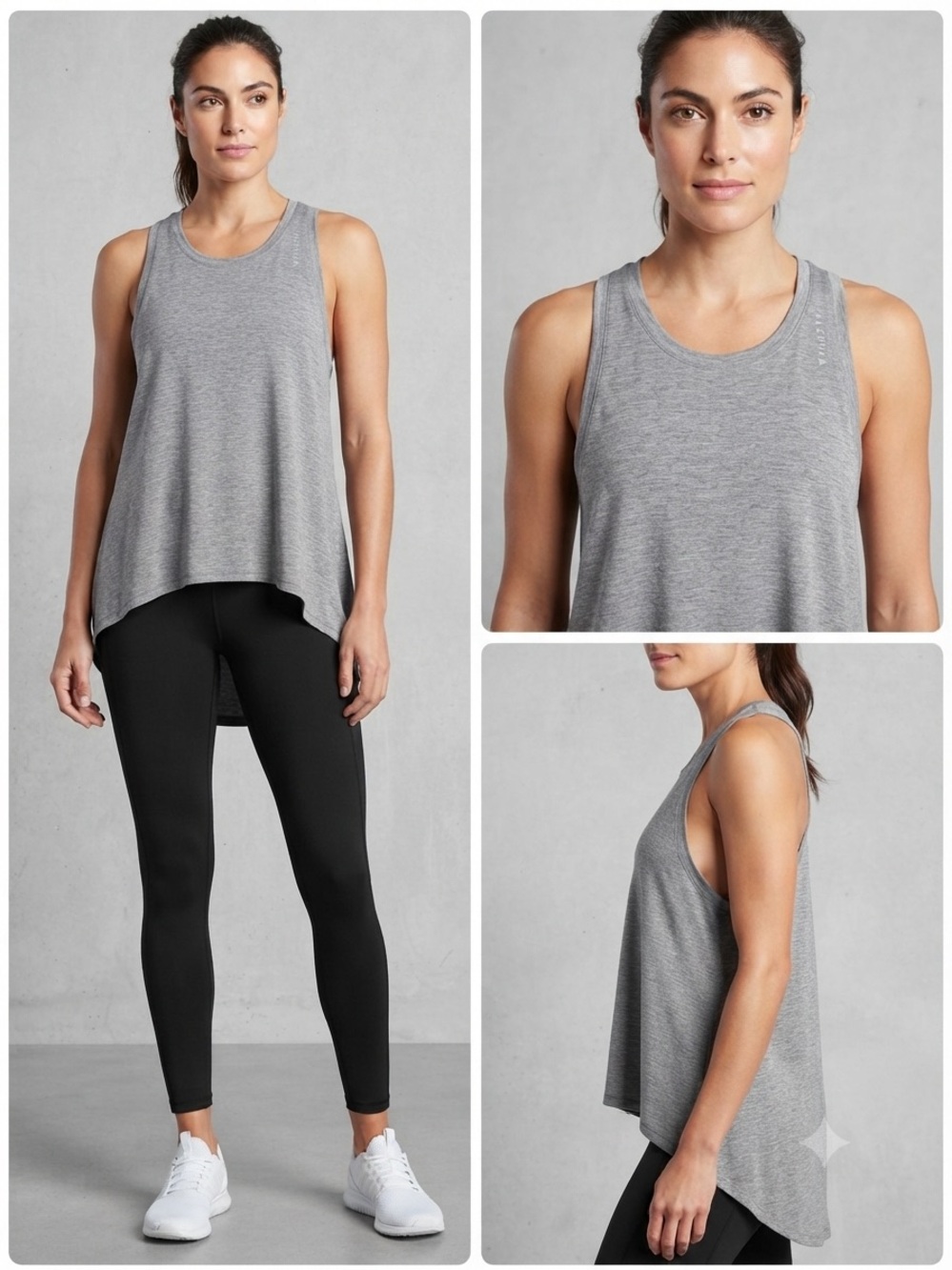 Athleta Heather Gray High-Low Athletic Tank Top - Size XS
